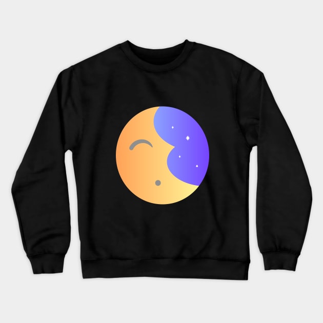 Tired Sleepy Moon In the Sky with Stars Crewneck Sweatshirt by Squeeb Creative